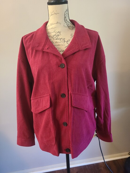Avec Les Filles Jackets & Blazers - Avec Les Filles Corduroy Button-Front Jacket - Berry Red
